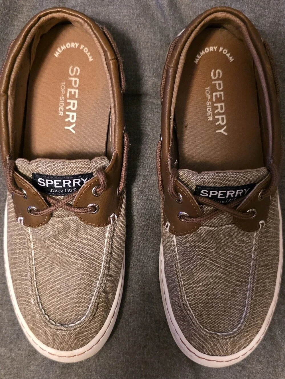 Sperry Brown Canvas & Leather Two-Tone Boat Shoes